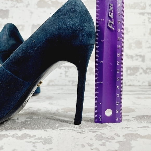 Charles David Blue Fine Suede Leather Pointy Toe High Heels O753 - Picture 9 of 13